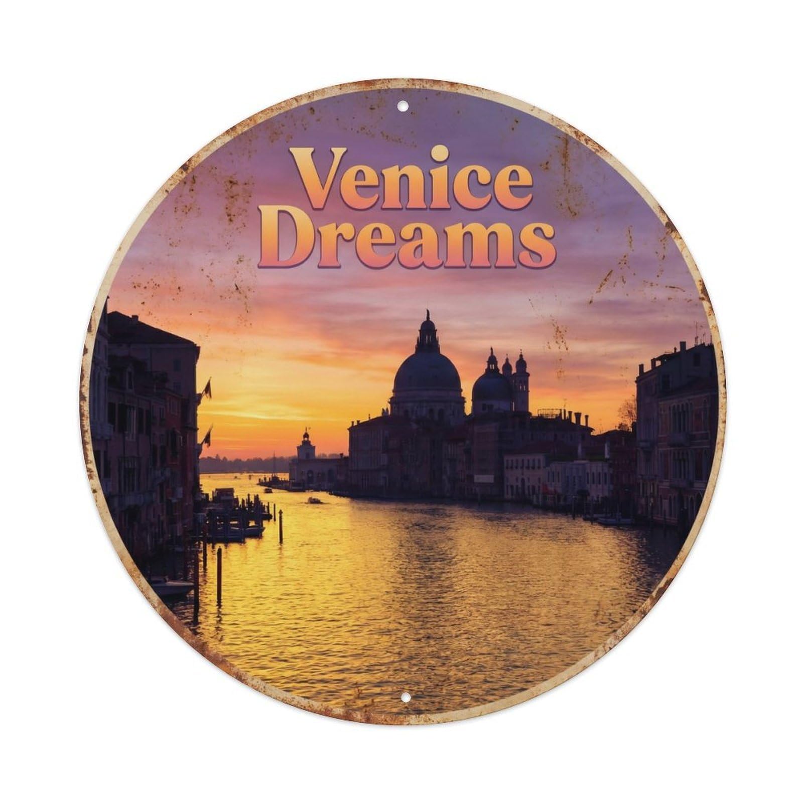 Vintage Travel Venice Waterway Classic Metal Tin Sign Plaque