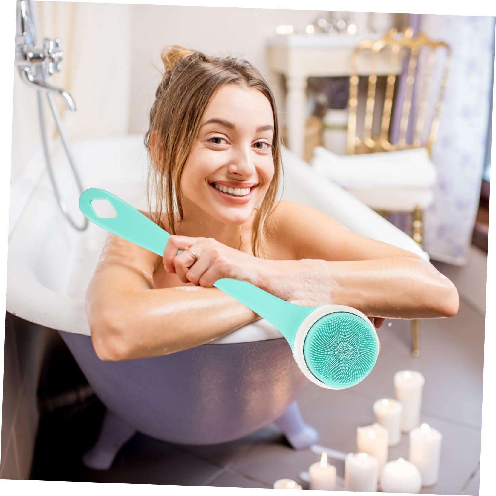 Cepillo De Baño Eléctrico Cepillo Corporal De Silicona Para Ducha Exfoliante Corporal Reutilizable Para Limpieza De Espalda Baño o Ducha