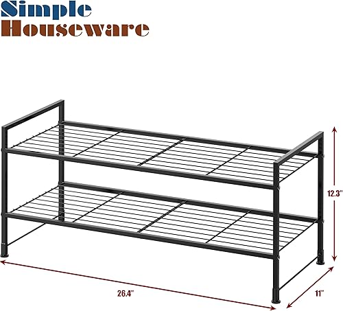 Miniatura 3 de Simple Houseware Zapatero de alambre apilable de 2 niveles, negro