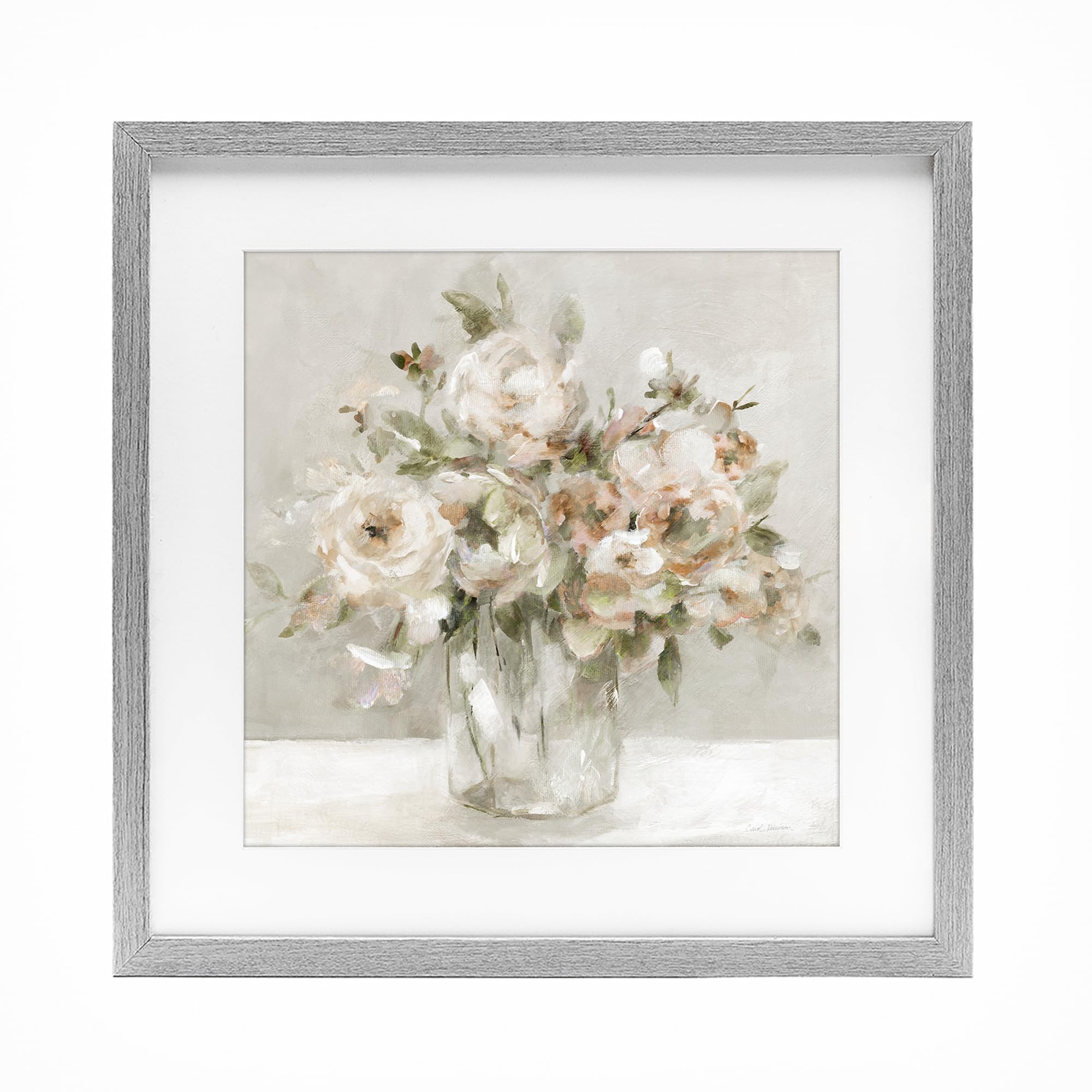 'Soft Neutral Floral Still Life'| Framed Print Under Glass