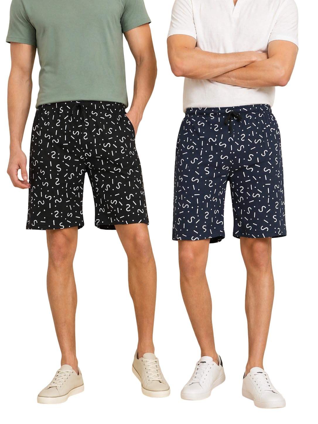 Men’s Stylish Printed Shorts Elastic Waist Cotton-picture-23
