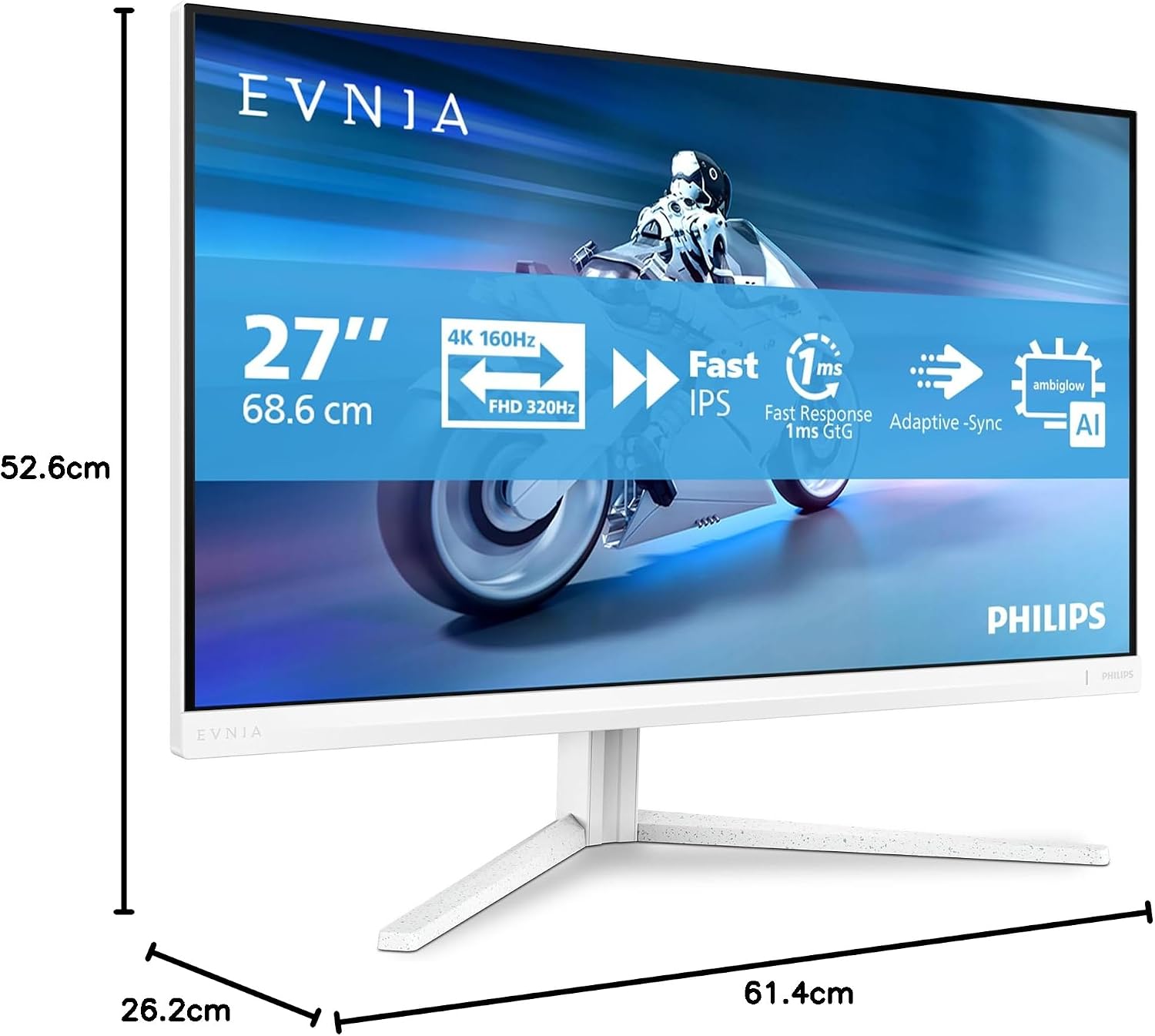 Philips Evnia 27M2N5901A Monitor Gaming 27” UHD, 160Hz, Fast IPS, 0.5ms MPRT, Adaptive Sync, HDR400, Altura Ajustable, Altavoces, G-Sync Comp., (2560×1440, HDMI 2X 2.1, DP 1x 1.4 USB Hub) Blanco 8