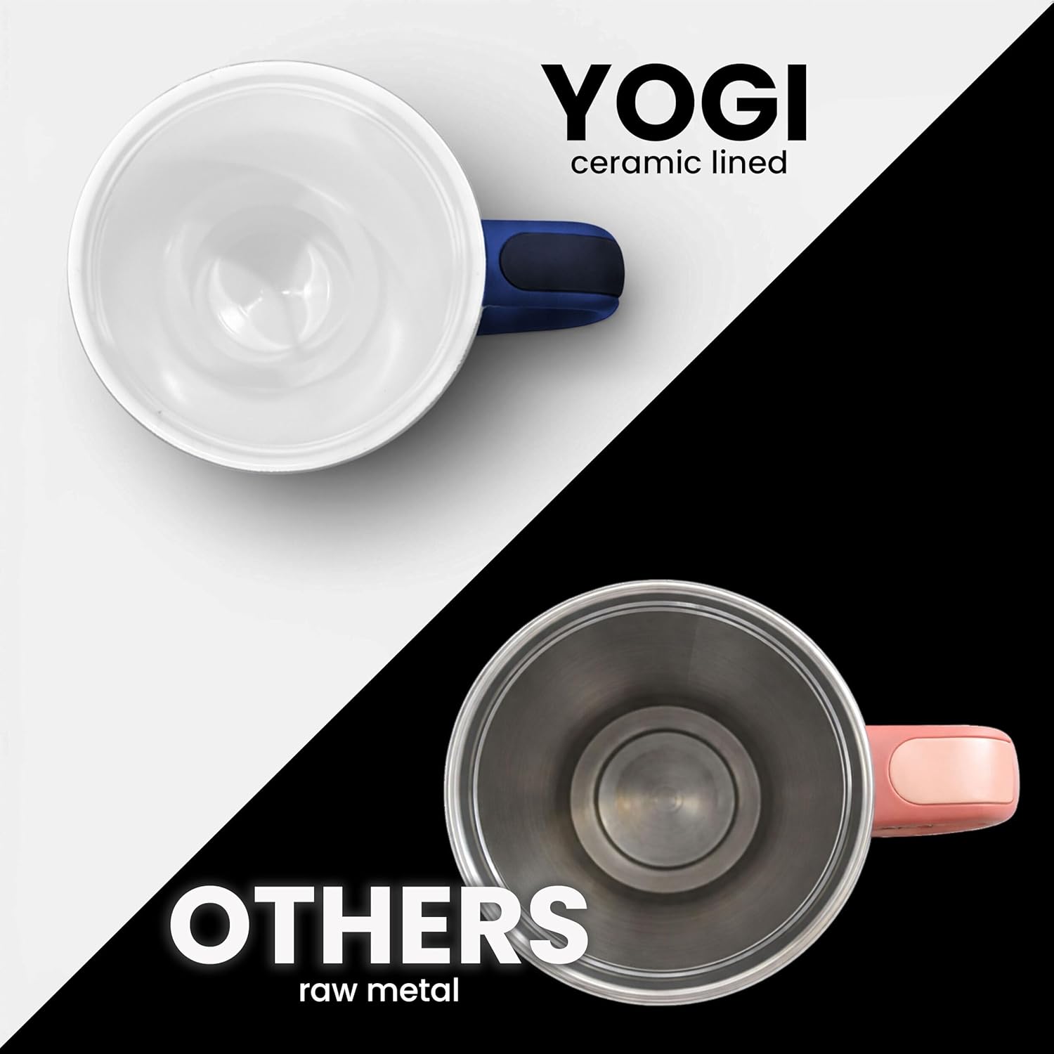 YOGI Ceramic Lined Metal Allergy Safe 40oz Tumbler with Handle and Straw Leakproof Flip & Sip Lid Vacuum Insulated Stainless Steel Travel Cup for Iced Coffee Water and All-Day Hydration 40oz Peonypink