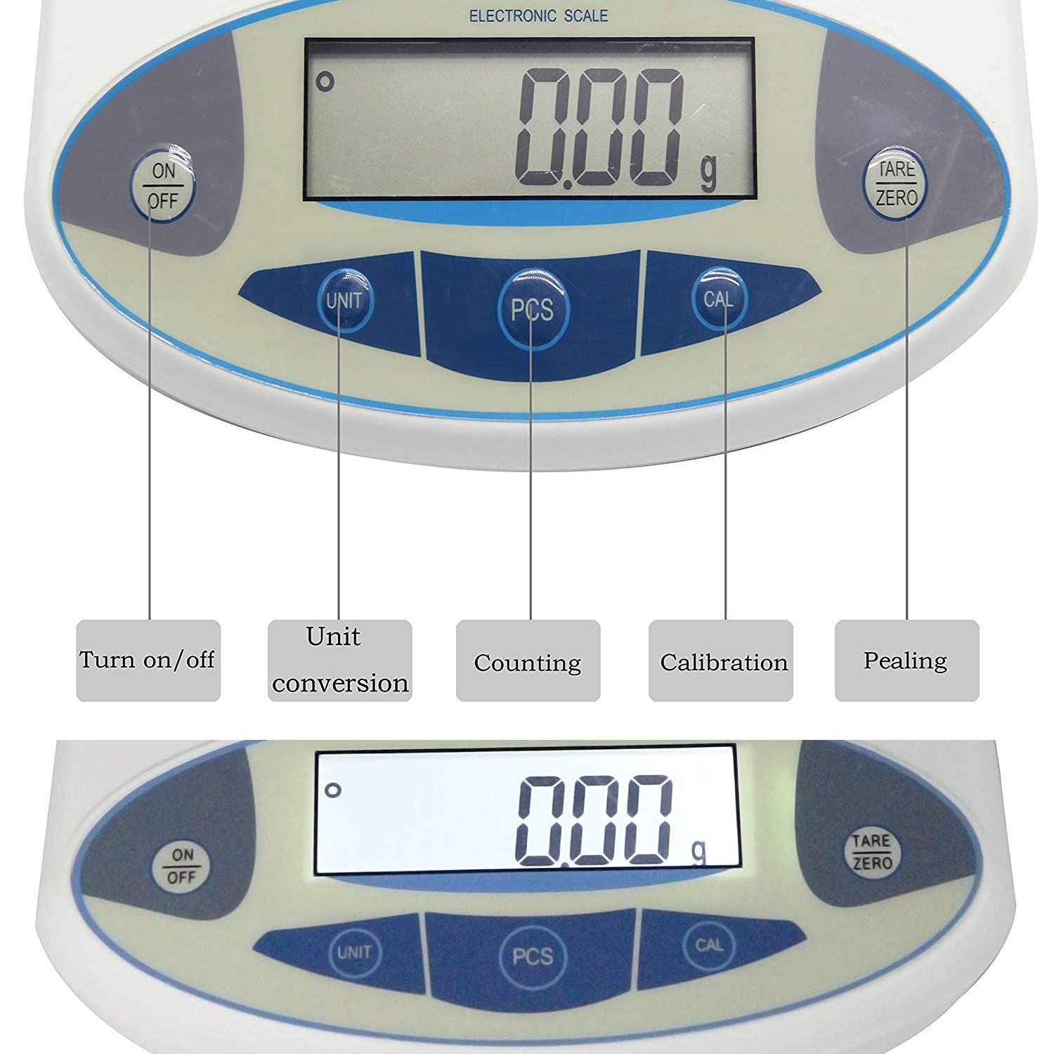 Kuchenna cyfrowa waga do pieczenia, elektroniczna waga do żywności, 100-500 g/0,01 g Precyzyjna waga laboratoryjna Analityczna waga laboratoryjna Wyświetlacz LCD Wagi przemysłowe z wagami liczącymi