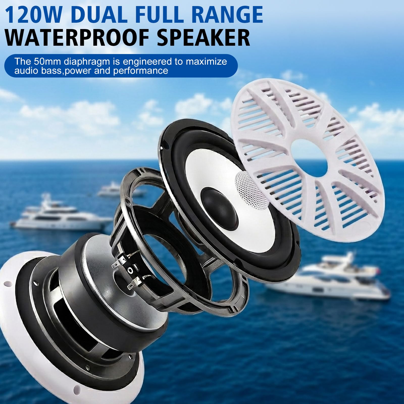Récepteur Stéréo Marin MP3 Equipement Bateau étanche avec 2 Haut Parleurs