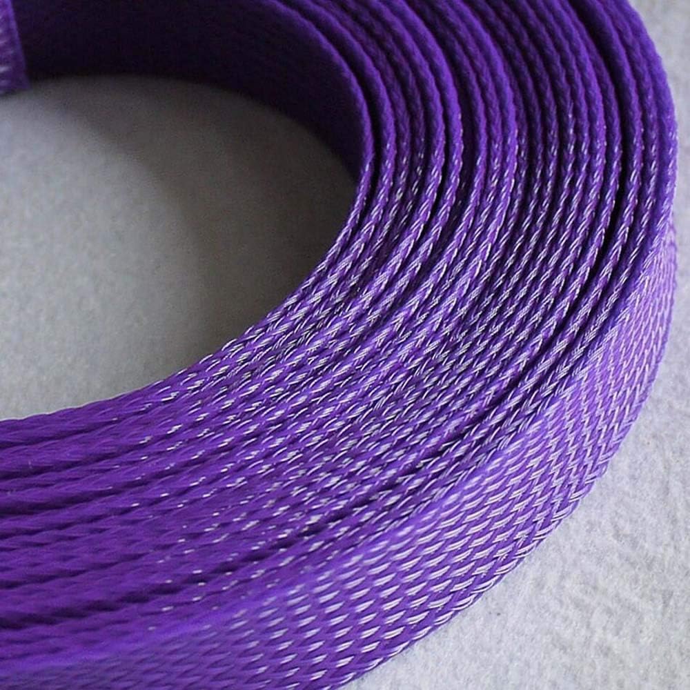 25mm Purple Expandable Braided PET Mix Color 3 Weave Sleeving Cable x 10M (10 Meters, Purple)