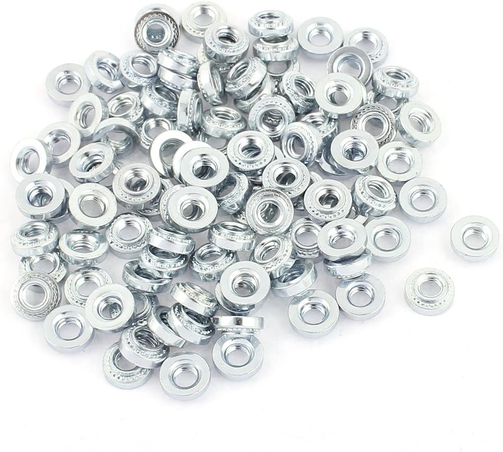Sourcingmap M3-0 Knurled Metal Self Clinching Nut Fastener 100pcs for 0.8mm Thick Thin Plate