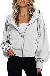 Hoodies for Women Full Zip Up Cropped Sweatshirts Jackets Casual Comfy Gym Tops Fall Outfits Winter Clothes 2025
