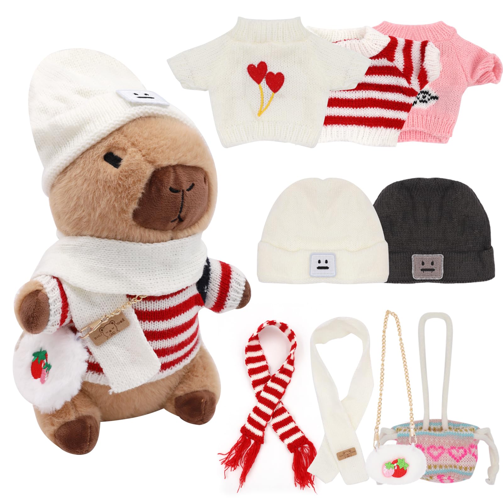 Peluche Capibara Con Vestiti E Accessori – 23 Cm, Morbido E Coccoloso, Simulazione Animale, Regalo Per Bambini E Ragazze