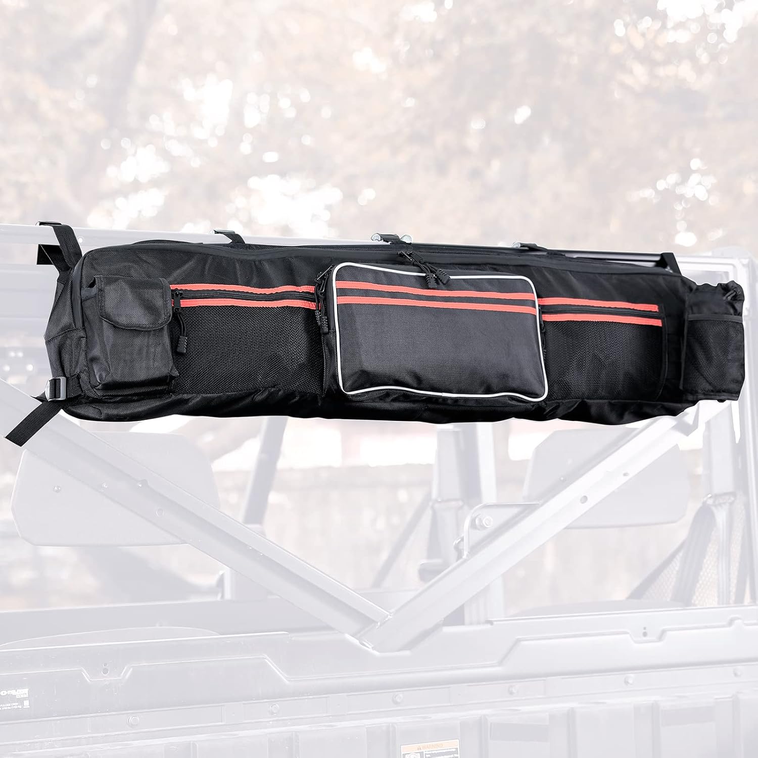 Ranger XP 1000 Roll Cage Organizer UTV Gun Rack Case Bag Ranger Rifle Case Rear Storage Bag Compatible with 2017-2025 Polaris Ranger XP 1000 With Large Storage and Reflective Strip
