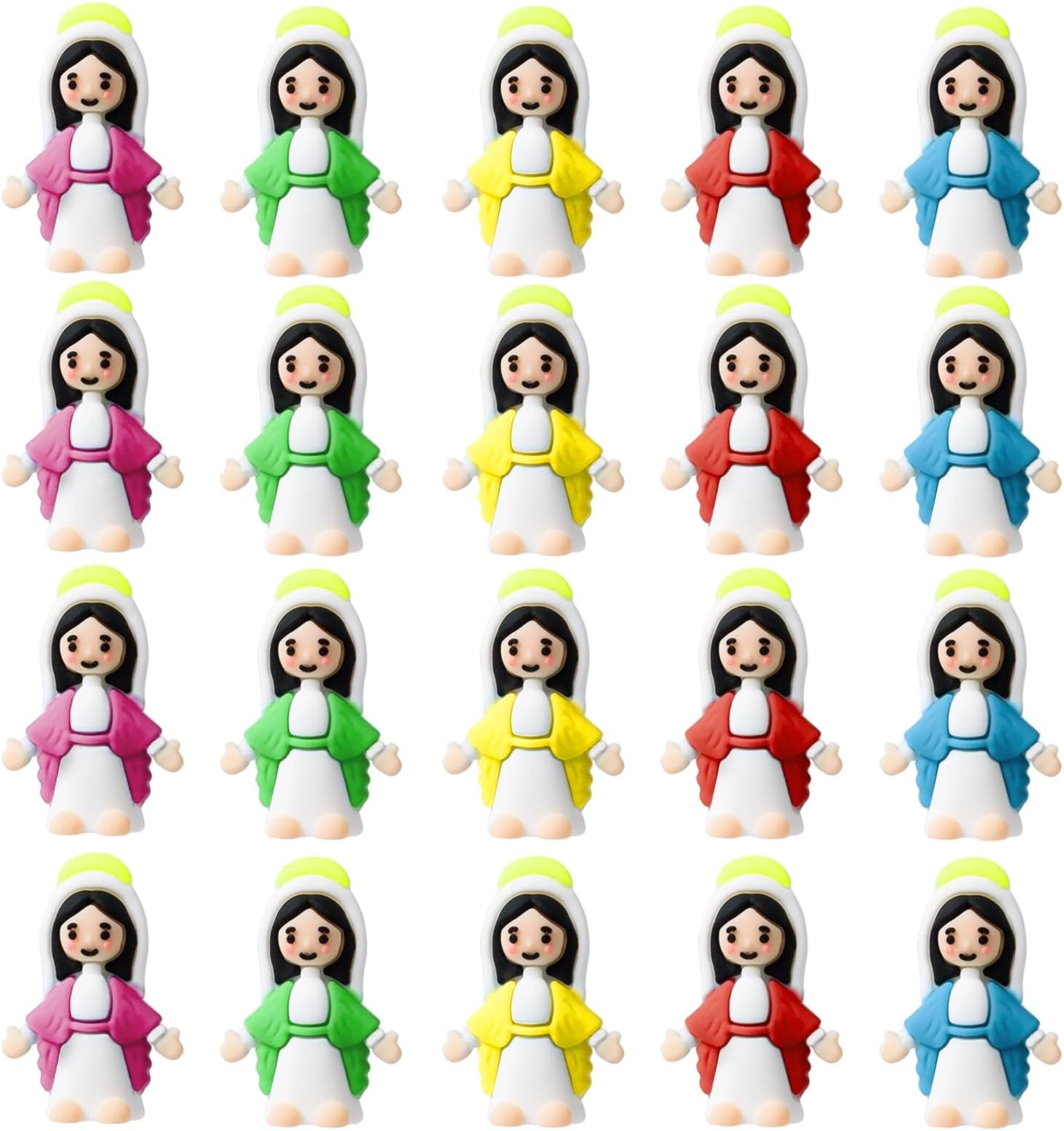 20PCS Easter Mary Mini Figures Cartoon – Cute Resin Decor, Easter Present & Fairy Garden Accessories
