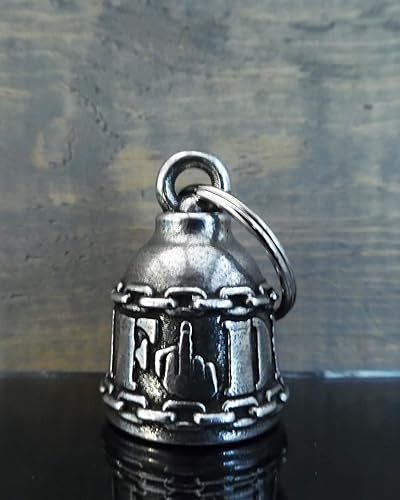 Miniatura 7 de Bravo Bells DILLIGAF Bell - Accesorio de campana de motociclista o llavero para la buena suerte en la carretera, Peltre, Sin gemas.