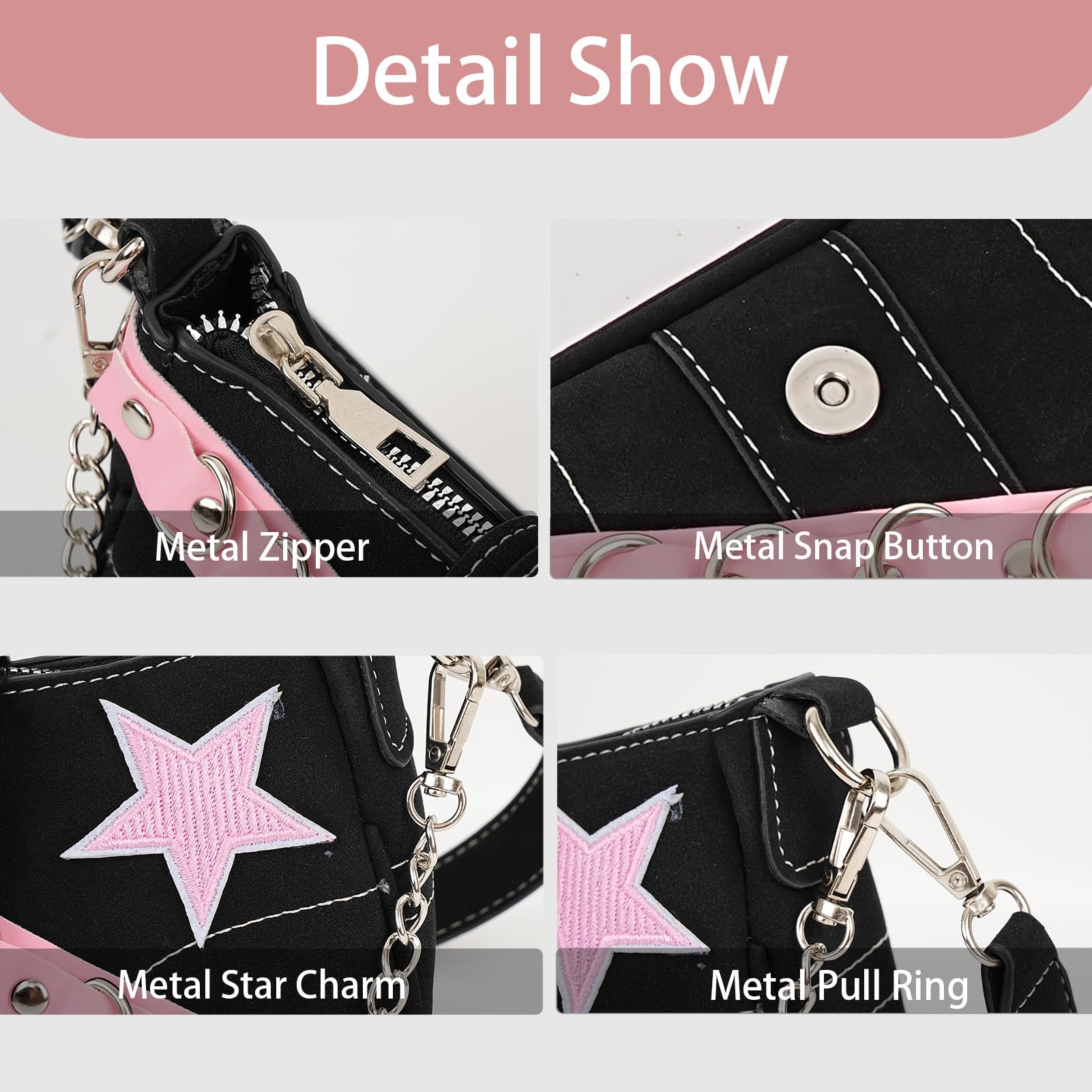 Borsa a Spalla in Pelle per Donne Borsetta con Motivo Catena Stella Y2K Ragazze Cool e Sensazionali Mini Borse in Pelle PU per Donne