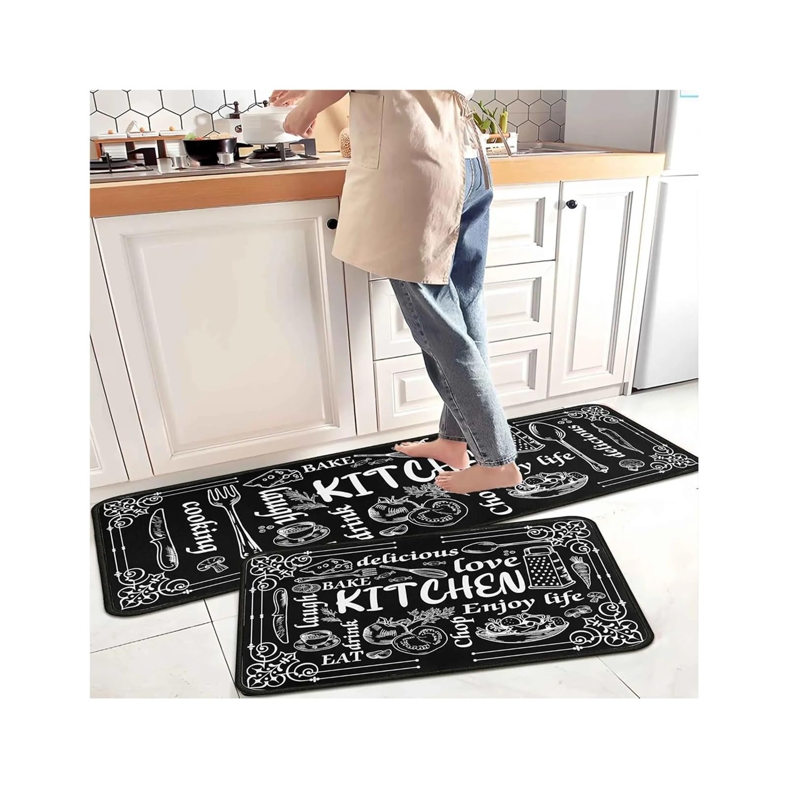 Tapis de cuisine 2 pièces résistants à la décoloration pour décoration maison