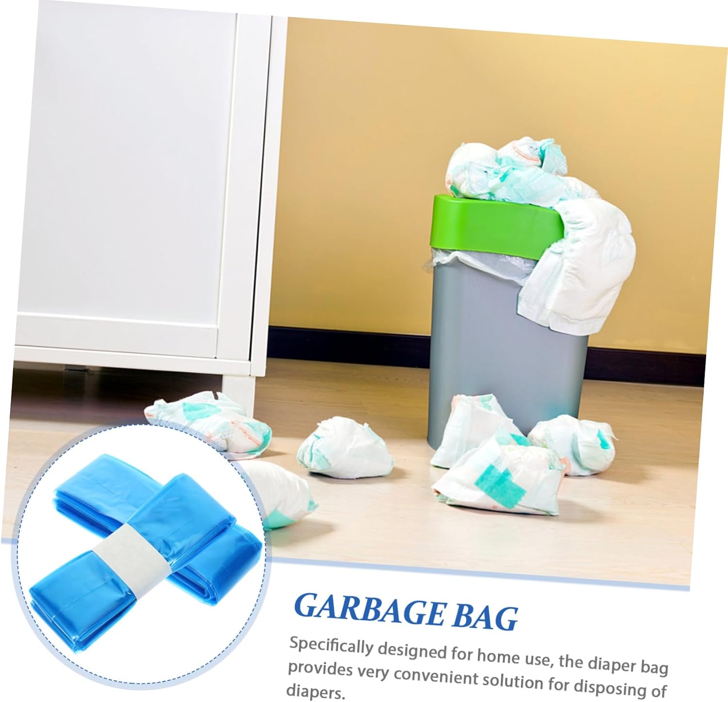 VANZACK 2 Rolls of Diaper Trash Bags for Baby Diaper Pails Compatible Disposal Systems Thickened Odor-Absorbing Convenient Refills for Home and Outdoor Use