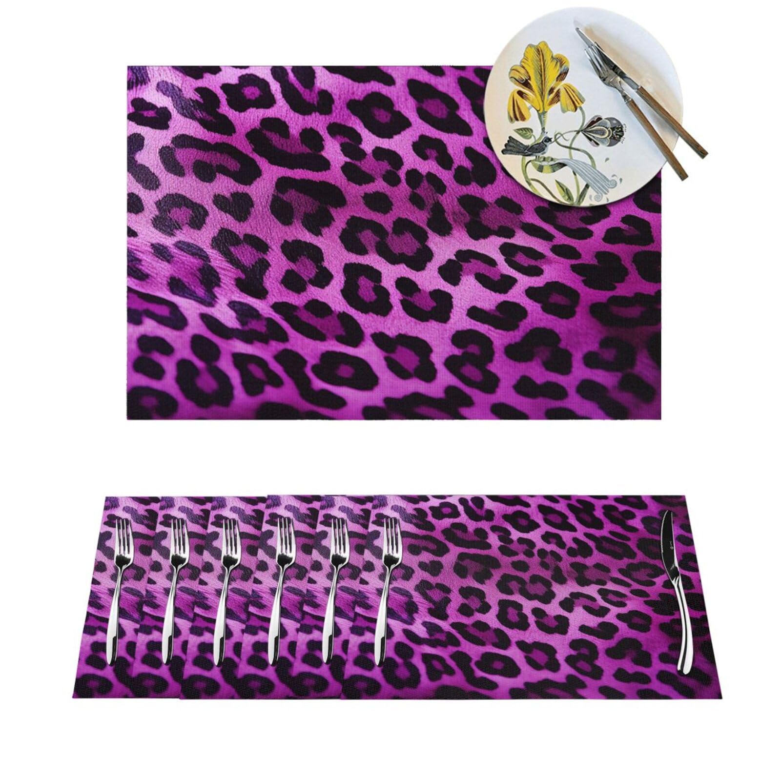 Sets de table faciles à nettoyer et résistants lot de 6 léopard violet
