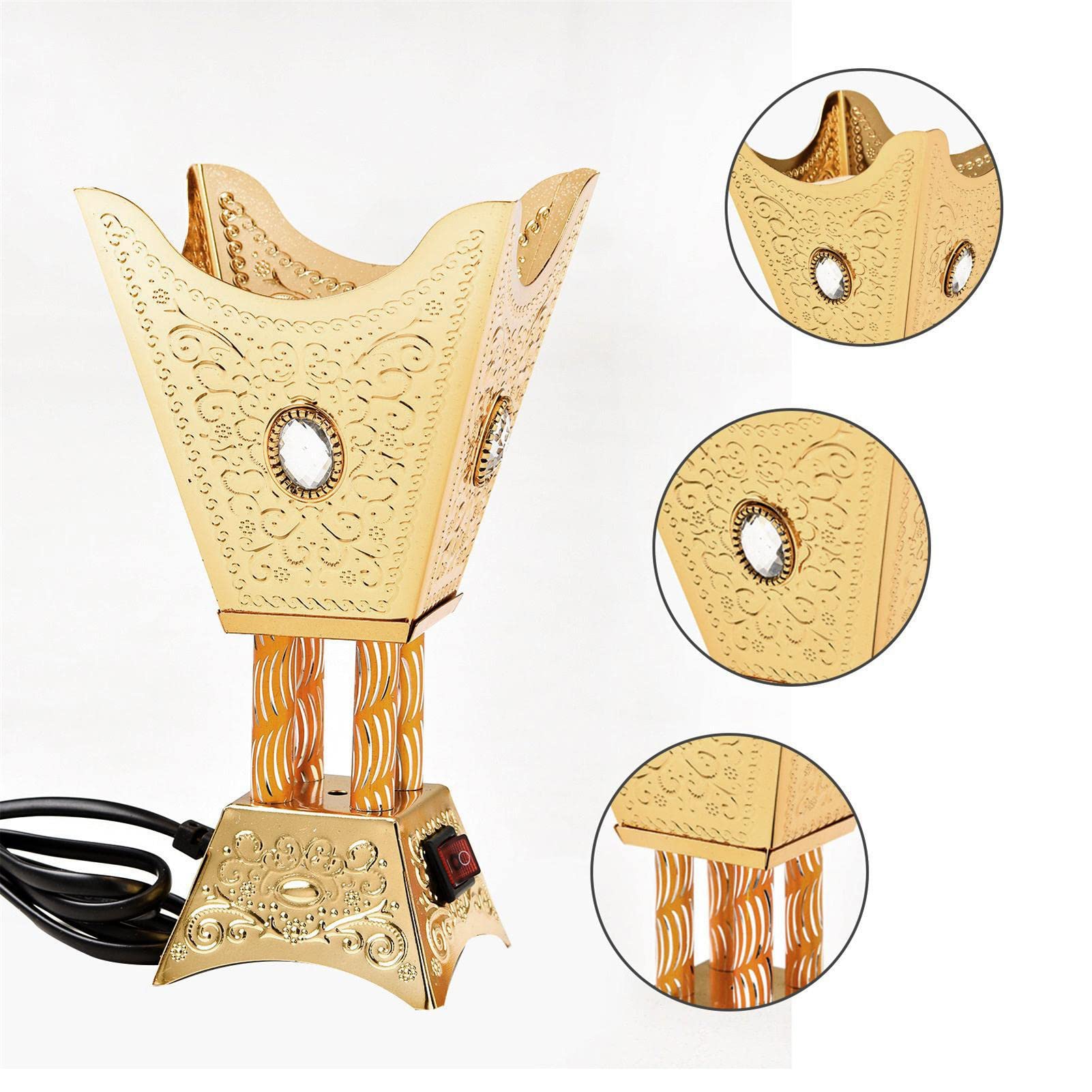 Bruciatore Di Incenso Elettrico Esagonale In Metallo Con Borchie, Per Oli Essenziali E Aromaterapia, Colore Argento/oro/rame