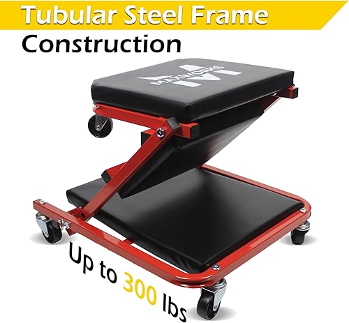 Miniatura 2 de MaxWorks 50873 2 en 1 Mechanic Creeper 36 pulgadas Z-Creeper Seat 300 lbs Capacidad de perfil bajo Creeper con 6 ruedas para garaje tienda