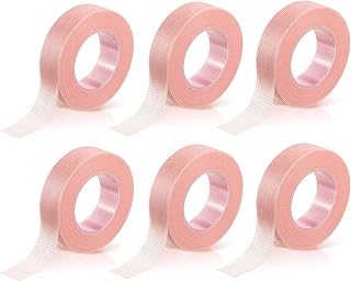 6 Rolls Pink Eyelash Extension Tape, Lash Tape, Under Eye, Lower Lashes, Pink Micropore Tape, Anti-Allergy, Perforated, Eyelash Extension Under Eye Tape, Sensitive Under Eye Tape