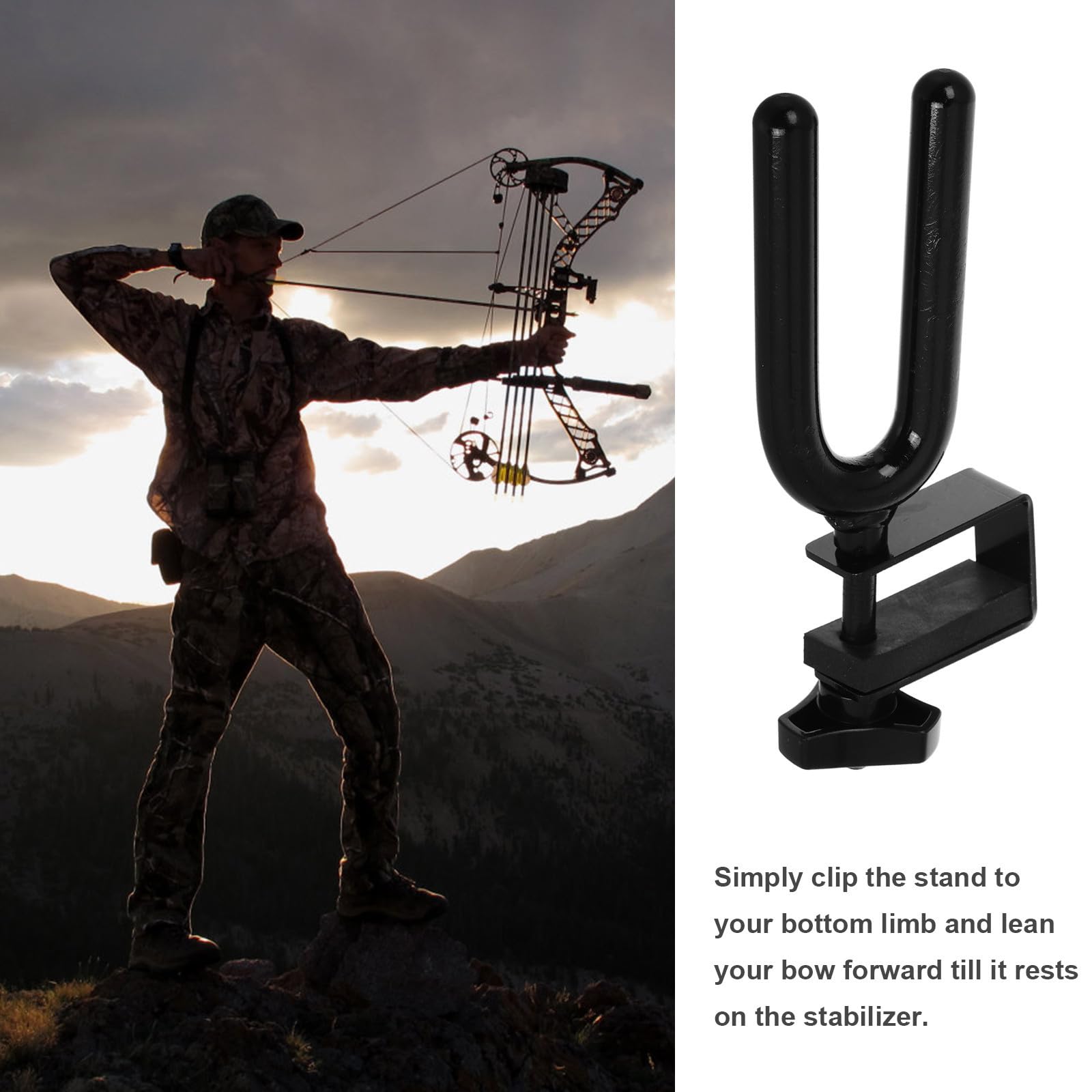 Sosoport 2 Pezzi Supporto per Archi da Caccia Regolabile in Acciaio Nero Design Stabile per Avventure All'aperto e Stand da Albero