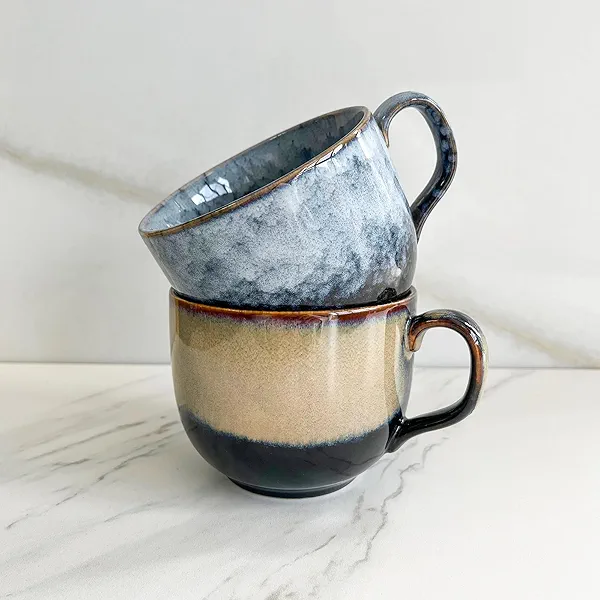 Rubdub Large Ceramic Coffee Mug Set of 2, 16 oz Coffee Mugs with Handle, Tea Mugs, Latte Mug for Office and Kitchen, Dishwasher and Microwave Safe
