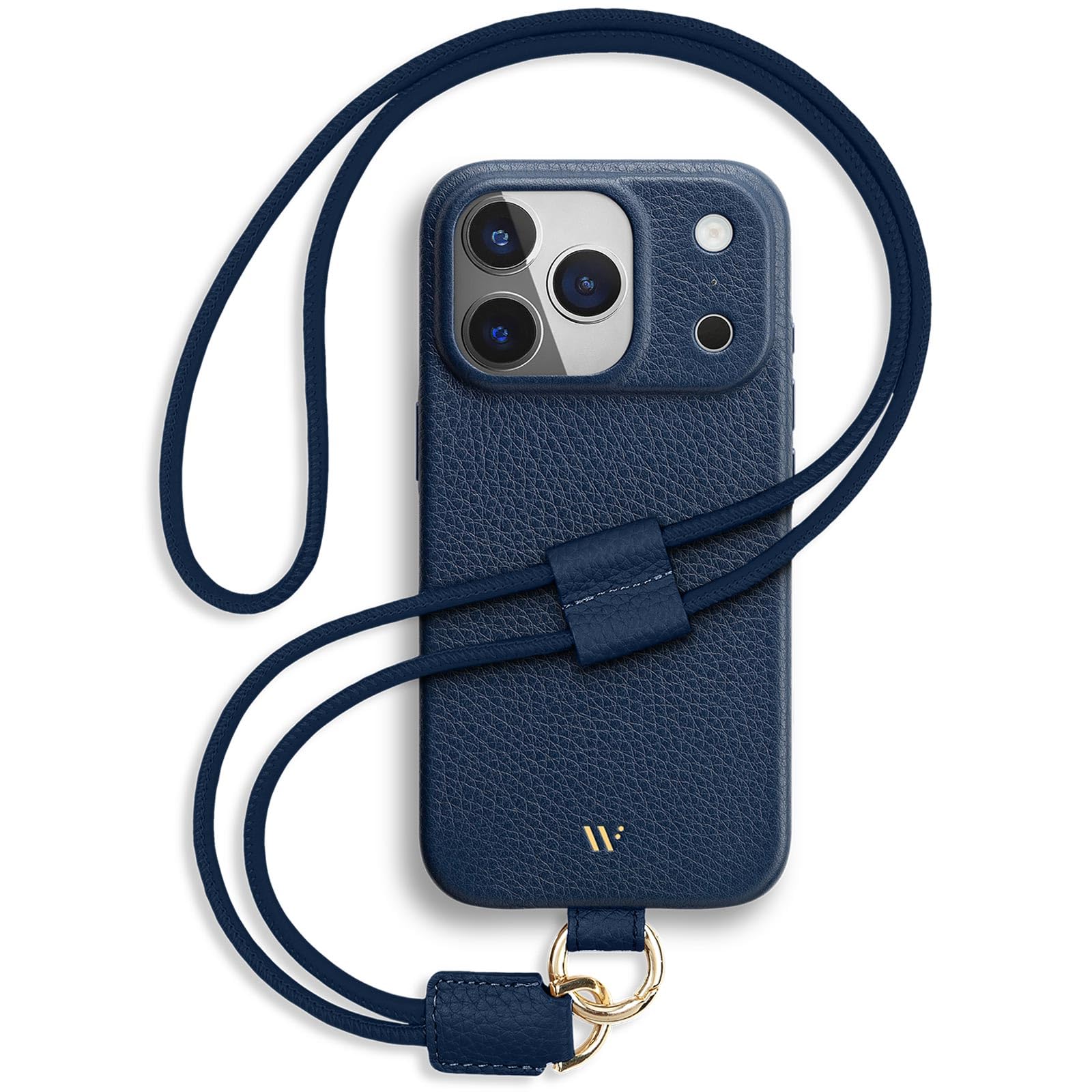 WIIUKA Etui na telefon iPhone 17 Pro Max, skórzane etui z łańcuszkiem na telefon komórkowy, wysokiej jakości etui na telefon komórkowy, etui, łańcuszek do zawieszenia, skiin loop, ciemnoniebieskie