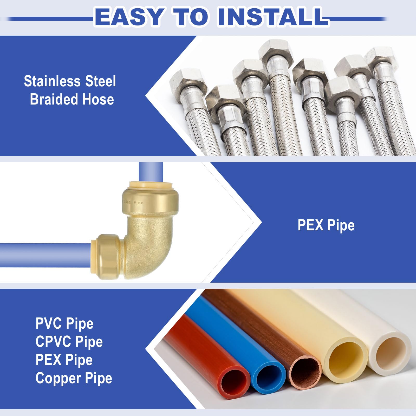PATIKIL 90° Elbow Stop Valve 3/4" x 1" Compression Water Shut Off Valve with 3/4" Disconnect Clip for Faucet Toilet Pex Copper Cpvc Pipe Brass Gold - Image 4