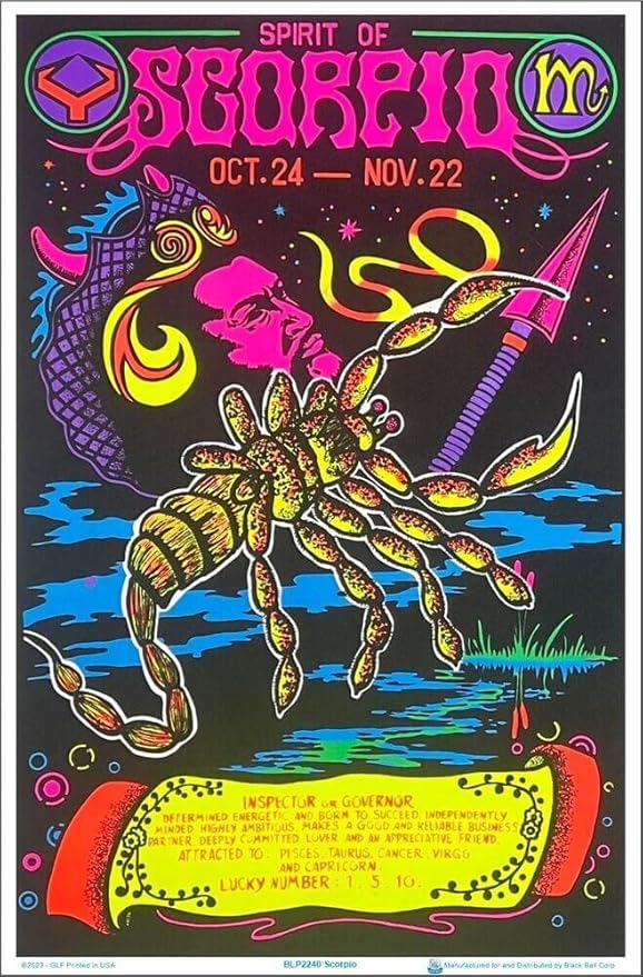 Scorpio Zodiac Sign - Flocked - Blacklight Poster - 23