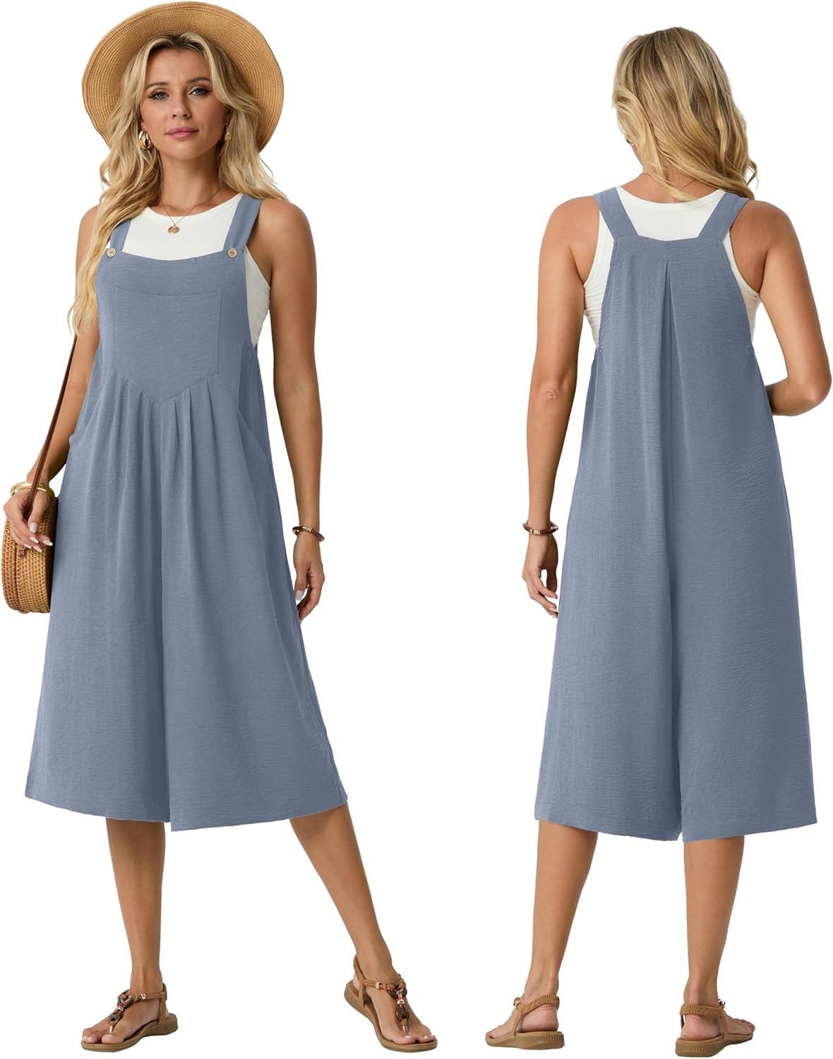 Lepunuo Rompers for Women Summer Casual Jumpers Boho Short Bib Jumpsuits Overalls with Pockets Beach Vacation - Image 5