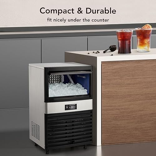 Miniatura 4 de Máquina de hielo comercial de 110 libras24 horas, máquina de hielo debajo del mostrador con cubo de hielo de 30 libras, 40 cubitos de hielociclo,