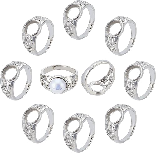 CHGCRAFT 10 piezas de anillos de platino ajustables de latón con vástagos de anillo de metal eauropeo para anillos, fabricación de joyas,