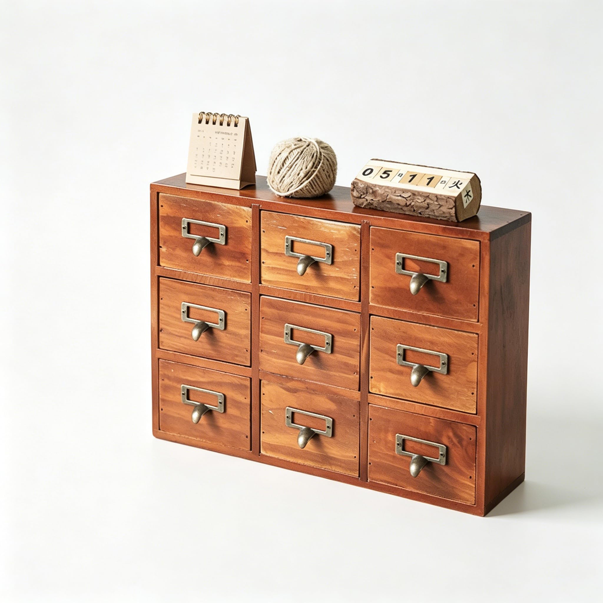 Vintage Wooden Storage Drawers, 3 Sizes Desktop Organiser, Multi Drawer Wood Chest for Home Office Craft Jewellery Herb Small Items (Medium)