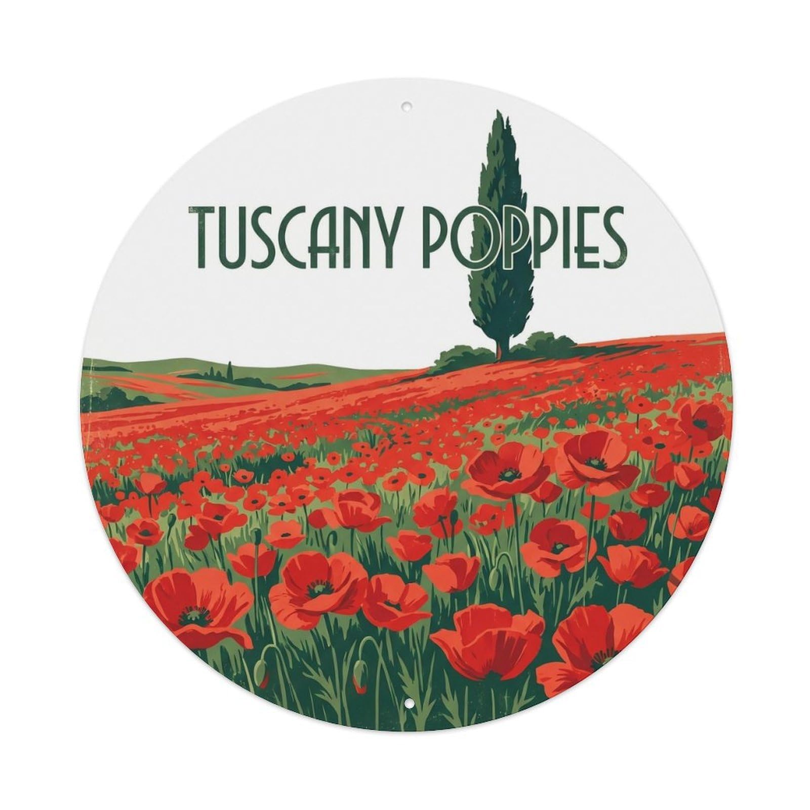 Tuscany Italy Poppy Heritage City Travel Classic Metal Tin Sign