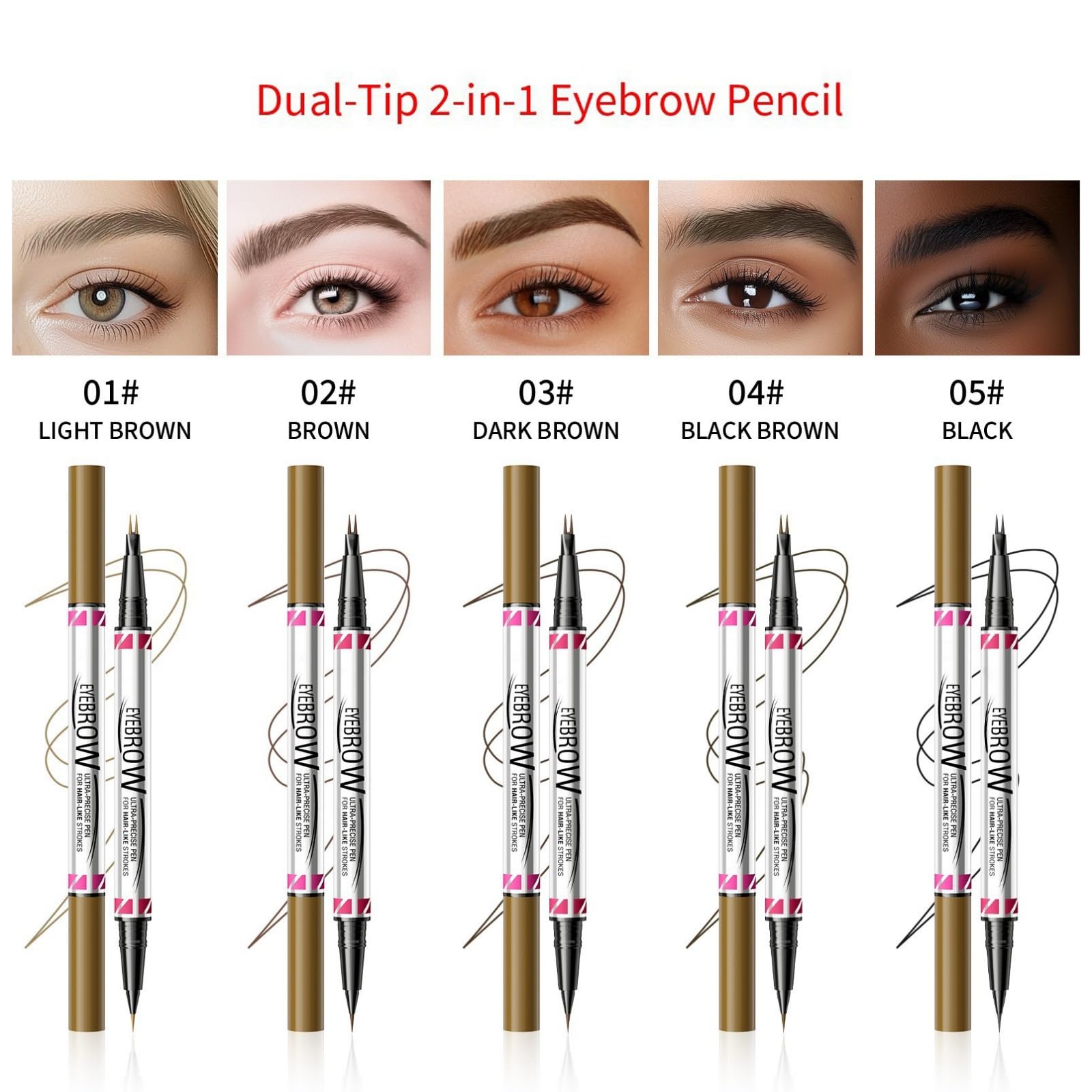 Weixinbuy Microblading Eyebrow Pen Long-lasting, 4D Waterproof Eyebrow Pencil 2-in-1 - Image 2
