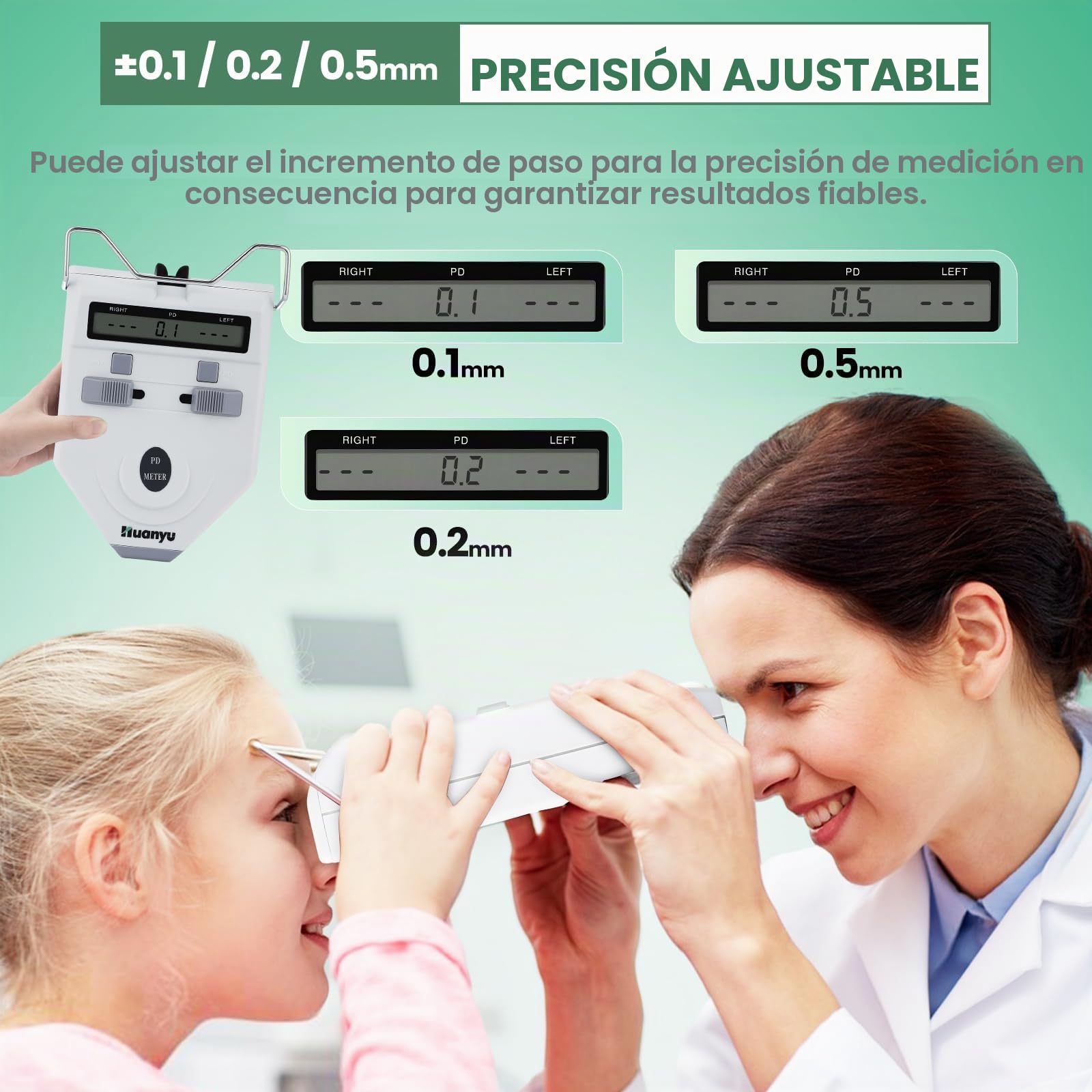Huanyu Óptico Digital Pupilómetro, 45-82mm, Precisión 0.1-0.5mm(LY-9A) | Con pantalla LCD, medidor de distancia pupilar para uso en optometría escola