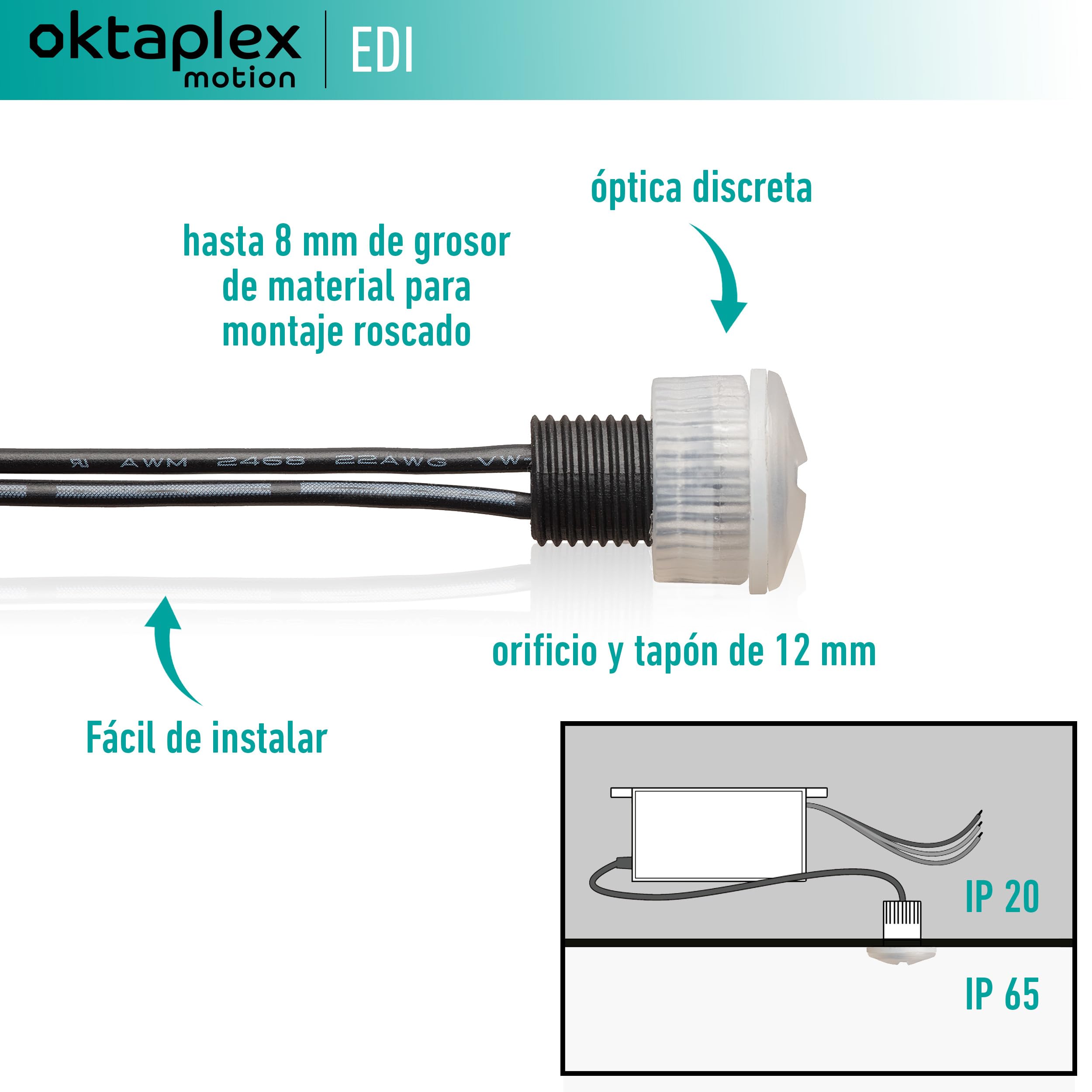 Oktaplex Jasy 2 Piezas Sensor crepuscular empotrable Sensor de luz Exterior e Interior IP65 Interruptor crepuscular Blanco 230V
