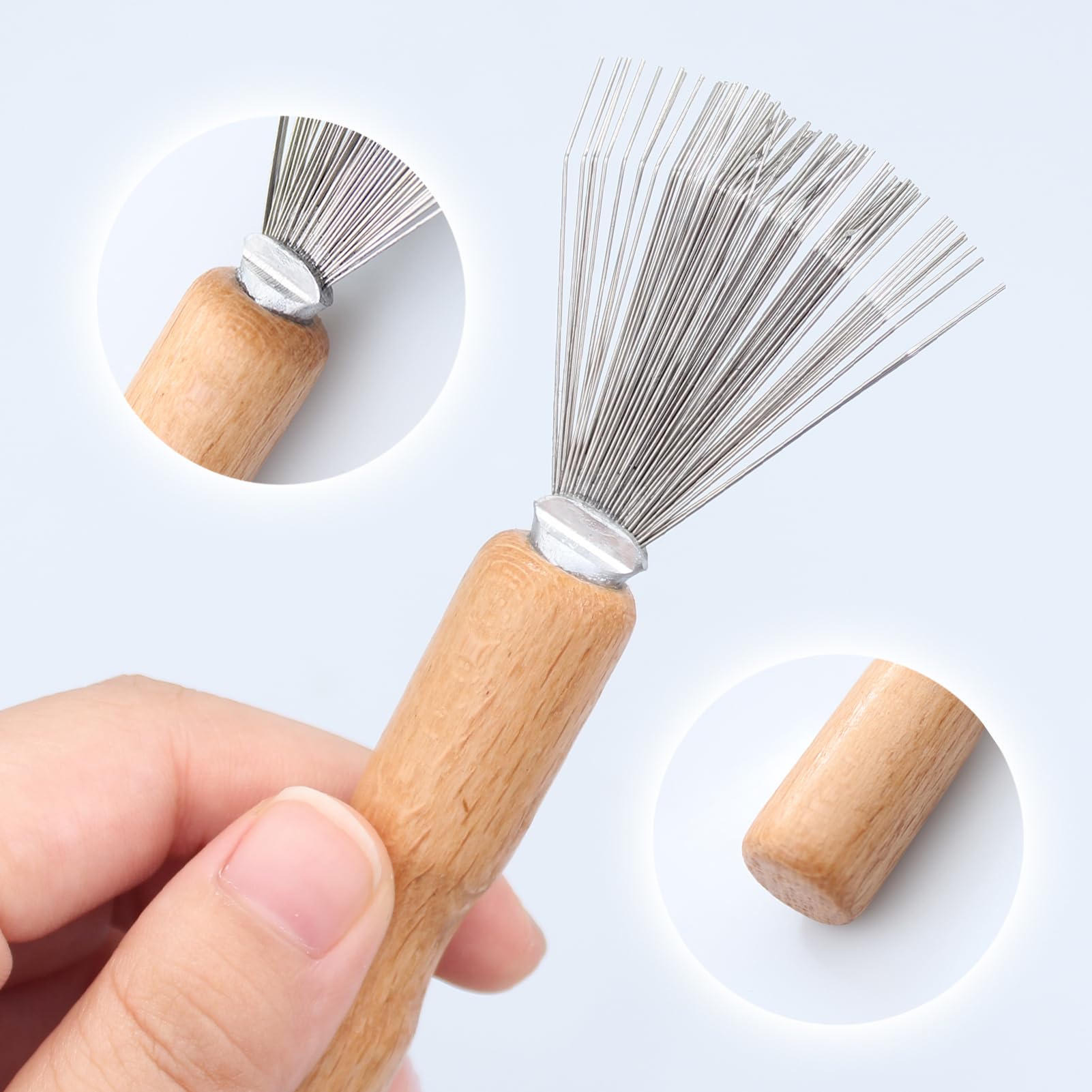1 Pezzi Spazzole per Capelli Strumento Pettine di Pulizia Rastrello con Manico in Legno, Strumento, Pulizia dei Capelli per Capelli e la Pulizia di Spazzole da Barba, Strumento Artigianale