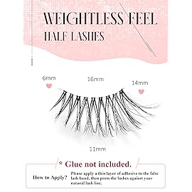 Wispy Half Lashes - Natural Corner Lashes 3/4 False Eyelashes Clear Band W07