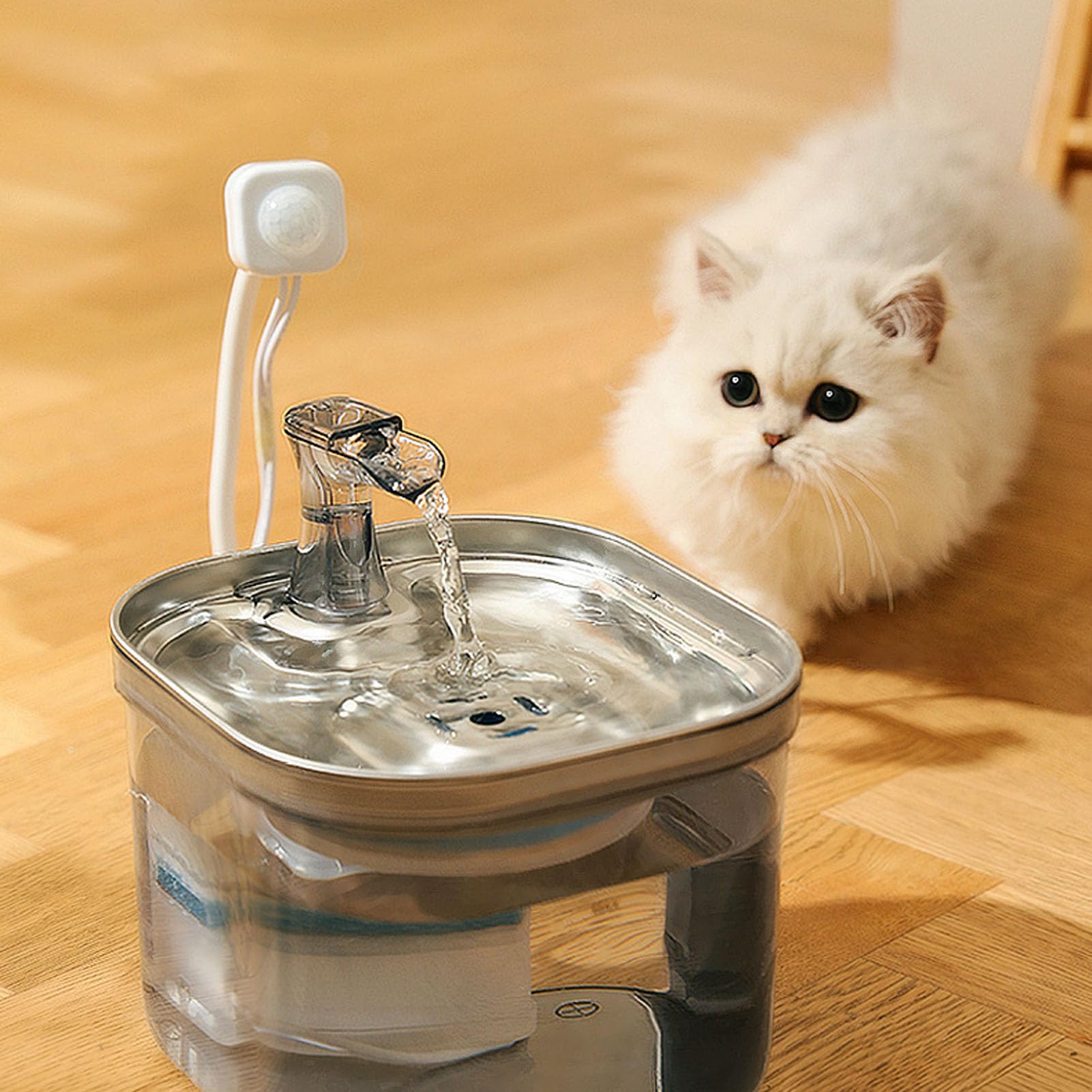 Fuente de Agua para Gatos, Fuente de Agua para Mascotas de Acero Inoxidable con Filtros de Repuesto, Fuentes Silenciosas para Gatos para Beber, Dispensador Automático de Agua