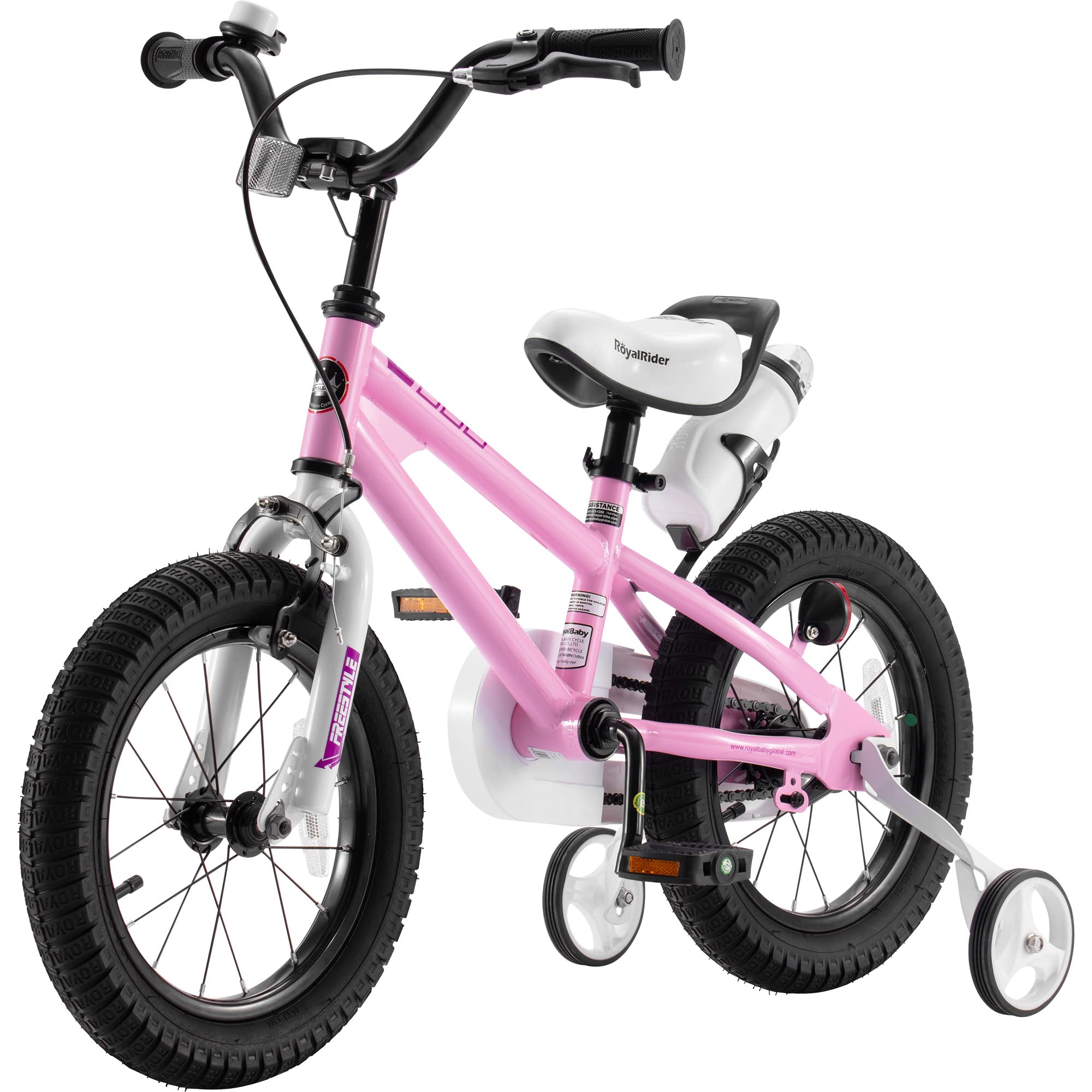 RoyalBaby Kids Bike Boys Girls Freestyle BMX Bicycle with Training Wheels Kickstand Gifts for Children Bikes 16 Inch Pink