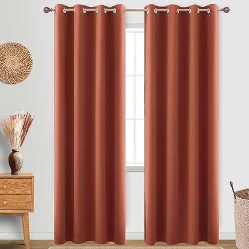 KOUFALL Cortinas de color naranja oscuro para sala de estar de 96 pulgadas de largo, decoración de otoño para el hogar, cortinas bohemias opacas de