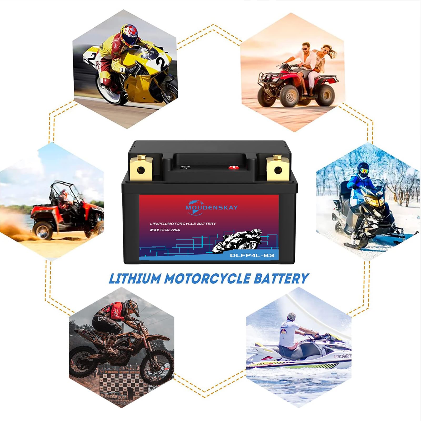 Akumulator litowy do motocykla, 12 V, akumulator litowy z BMS, YTX4L-BS 2,5 Ah, 200CCA LiFePO4, akumulator rozruchowy do motocykli, ATV, UTV, skuterów, skuterów śnieżnych i wielu innych
