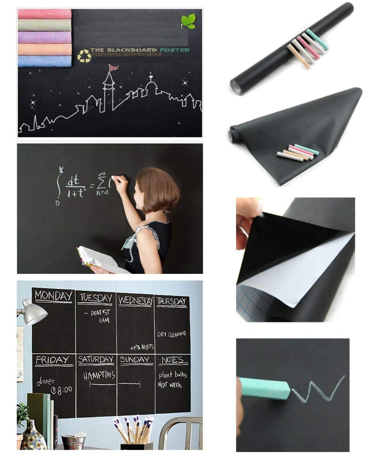 Tiny Deal Vinyl Chalkboard Wall Sticker (Black, 200 X 45 Cmself-Adhesive, Wall, 78 Cms) 1