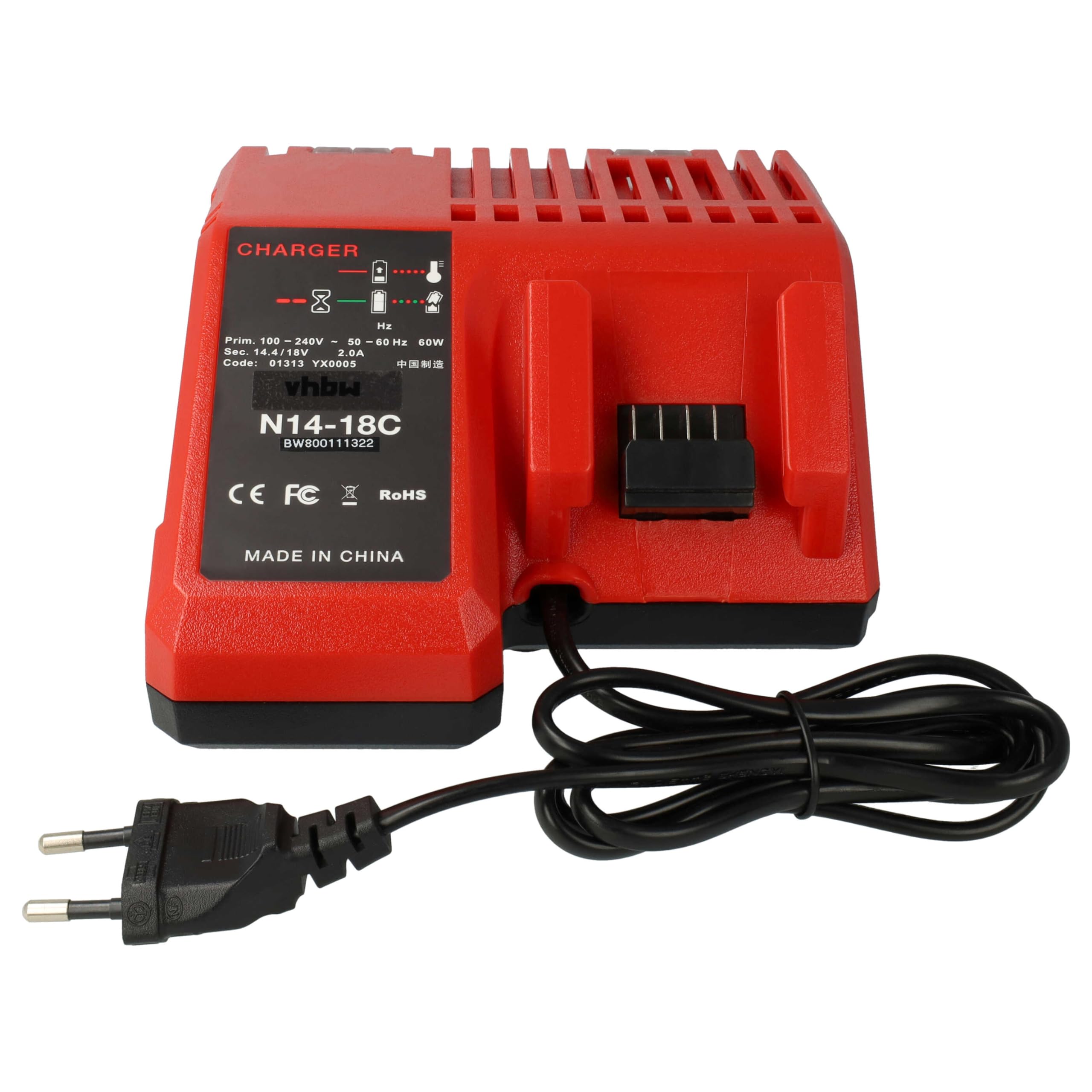 vhbw Cargador Compatible con BTI Dispositivos de 18 V Desde 4/2013 Herramientas Li-Ion - batería, 80 W