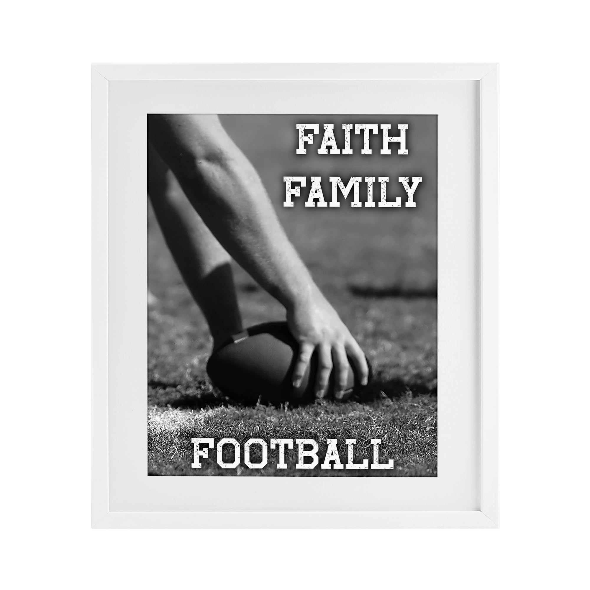 Stupell Industries Coastal White (Textured) 'Faith Family Football Hike'| Framed Print Under Glass