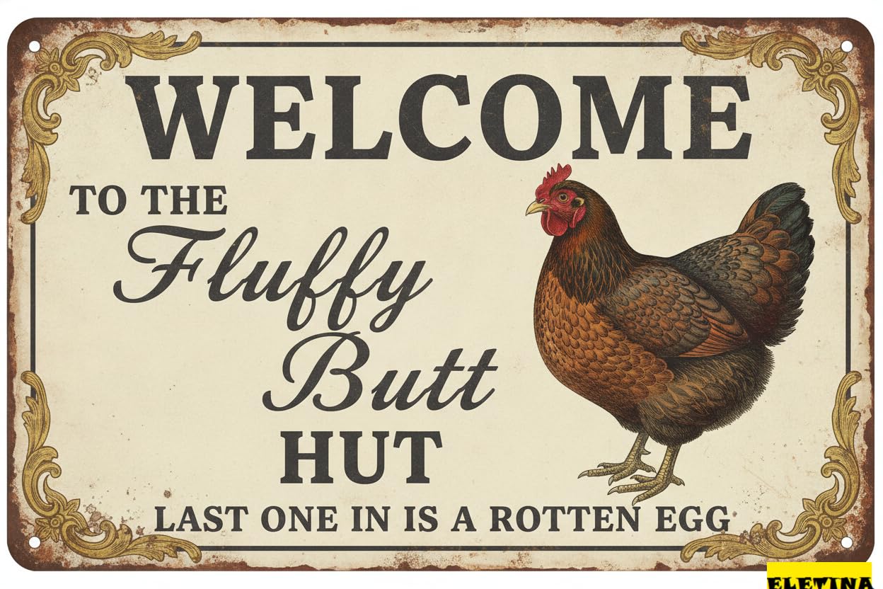 Fluffy Butt Hut Last One Rotten Egg Tin Sign, 12x8 Inch