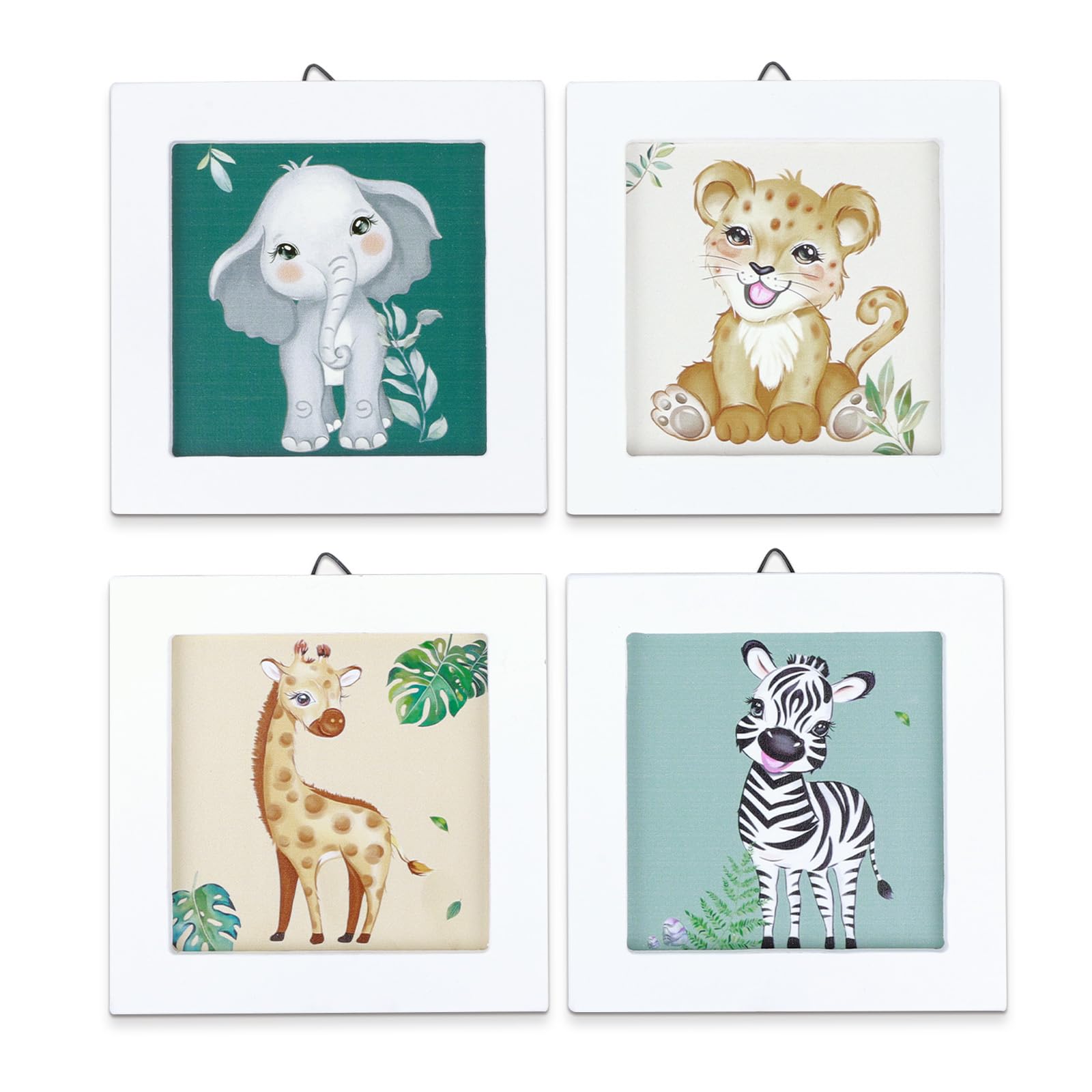 SHELLBOBO Baby Nursery Wall Decor - Set Of 4 Wooden Cartoon Animal Plaques With Hooks (YD-15A) - View #12