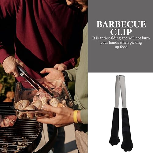 Miniatura 8 de BESTonZON Pinza de acero inoxidable con diseño de pata de gato, pinza de barbacoa portátil para cocinar, tostadas, asar, cocina, camping, accesorios