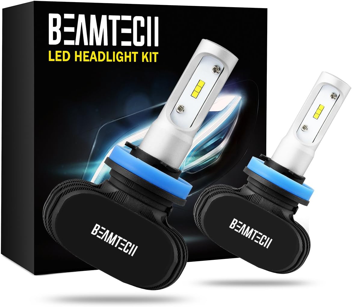 BEAMTECH H11 LED Headlight Bulb, Fanless CSP Chips All in One Extremely Bright Conversion Kit of 2
