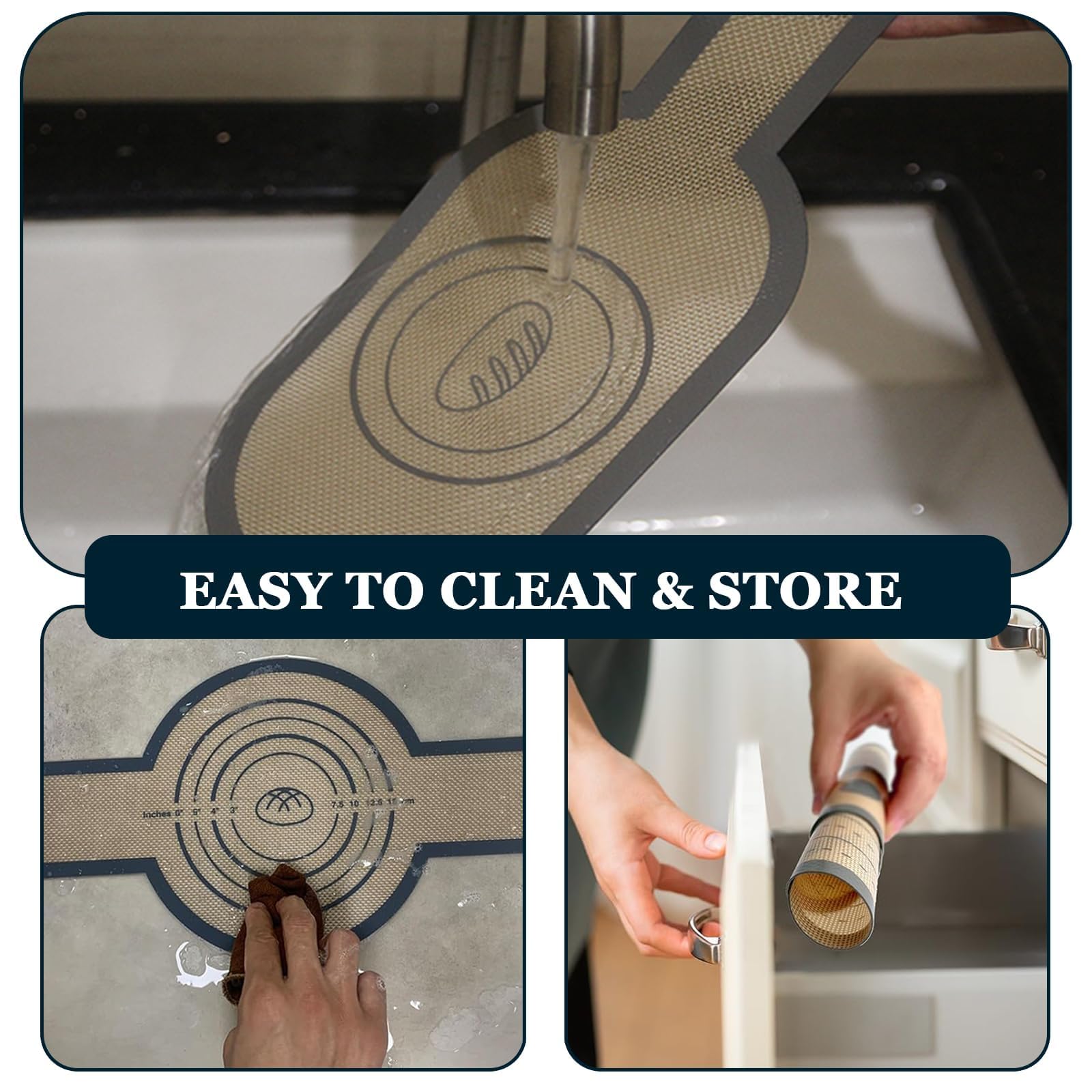Tapis de Cuisson en Silicone pour Four Hollandais Lot de 2 Antiadhésif Réutilisable avec Poignées Anti-Brûlures Compatible Pizza Pain au Levain Rond Ovale